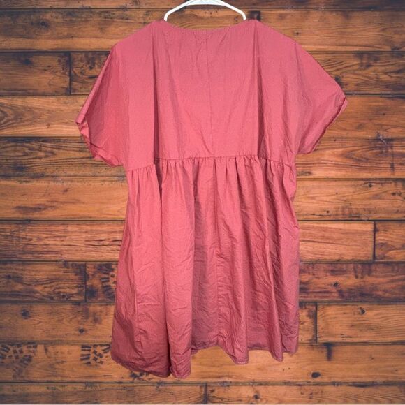 5 for $25🔥SHEIN Mauve Print V-Neck Short Sleeve Cinched Waist Dress XXL - Picture 2 of 5